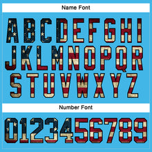 Load image into Gallery viewer, Custom Sky Blue Vintage USA Flag Black-Maroon Hockey Lace Neck Jersey