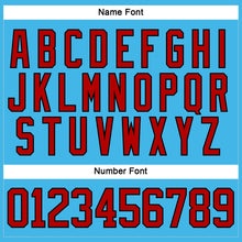 Load image into Gallery viewer, Custom Sky Blue Red-Black Hockey Lace Neck Jersey