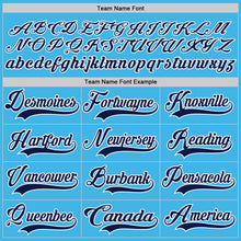 Load image into Gallery viewer, Custom Sky Blue Navy-White Hockey Jersey