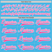 Load image into Gallery viewer, Custom Sky Blue Pink-White Hockey Jersey