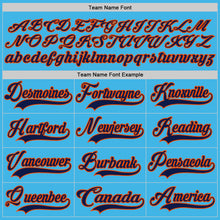 Load image into Gallery viewer, Custom Sky Blue Navy-Orange Hockey Jersey