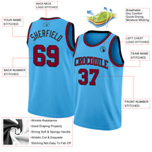 Load image into Gallery viewer, Custom Sky Blue Maroon-Black Authentic Basketball Jersey