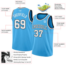 Load image into Gallery viewer, Custom Sky Blue White-Black Authentic Basketball Jersey