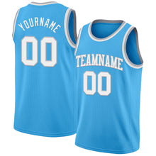 Load image into Gallery viewer, Custom Sky Blue White-Gray Authentic Basketball Jersey