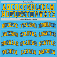 Load image into Gallery viewer, Custom Sky Blue Navy-Gold Authentic Basketball Jersey