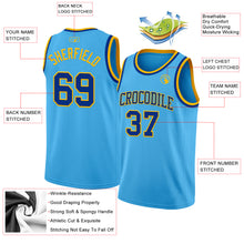 Load image into Gallery viewer, Custom Sky Blue Royal-Gold Authentic Basketball Jersey