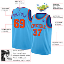 Load image into Gallery viewer, Custom Sky Blue Orange-Purple Authentic Basketball Jersey