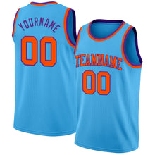 Load image into Gallery viewer, Custom Sky Blue Orange-Purple Authentic Basketball Jersey