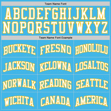 Load image into Gallery viewer, Custom Sky Blue White-Gold Authentic Basketball Jersey