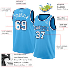 Load image into Gallery viewer, Custom Sky Blue White-Navy Authentic Basketball Jersey