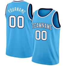 Load image into Gallery viewer, Custom Sky Blue White-Navy Authentic Basketball Jersey