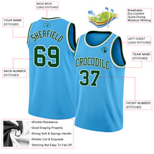 Load image into Gallery viewer, Custom Sky Blue Green-White Authentic Basketball Jersey
