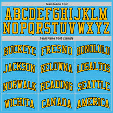 Load image into Gallery viewer, Custom Sky Blue Balck-Gold Authentic Basketball Jersey