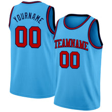 Load image into Gallery viewer, Custom Sky Blue Red-Navy Authentic Basketball Jersey