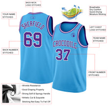 Load image into Gallery viewer, Custom Sky Blue Purple-White Authentic Basketball Jersey