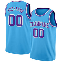 Load image into Gallery viewer, Custom Sky Blue Purple-White Authentic Basketball Jersey