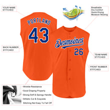 Load image into Gallery viewer, Custom Orange Royal-White Authentic Sleeveless Baseball Jersey
