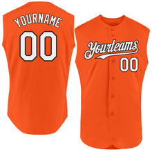 Load image into Gallery viewer, Custom Orange White-Black Authentic Sleeveless Baseball Jersey