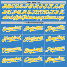 Load image into Gallery viewer, Custom Powder Blue Yellow-White Authentic Sleeveless Baseball Jersey