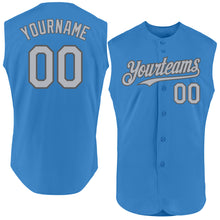 Load image into Gallery viewer, Custom Powder Blue Gray-Steel Gray Authentic Sleeveless Baseball Jersey