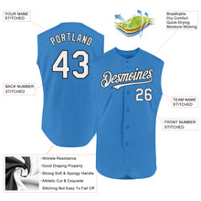 Load image into Gallery viewer, Custom Powder Blue White-Black Authentic Sleeveless Baseball Jersey