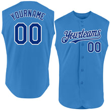 Load image into Gallery viewer, Custom Powder Blue Royal-White Authentic Sleeveless Baseball Jersey