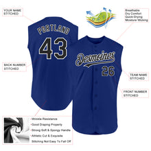 Load image into Gallery viewer, Custom Royal Black-White Authentic Sleeveless Baseball Jersey