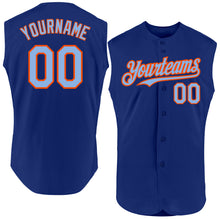 Load image into Gallery viewer, Custom Royal Light Blue-Orange Authentic Sleeveless Baseball Jersey