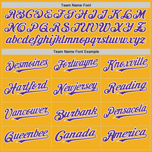 Load image into Gallery viewer, Custom Gold Purple-White Authentic Sleeveless Baseball Jersey