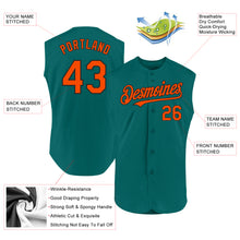 Load image into Gallery viewer, Custom Teal Orange-Black Authentic Sleeveless Baseball Jersey