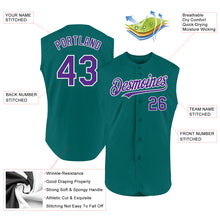 Load image into Gallery viewer, Custom Teal Purple-White Authentic Sleeveless Baseball Jersey