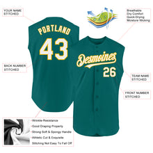 Load image into Gallery viewer, Custom Teal White-Gold Authentic Sleeveless Baseball Jersey