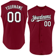Load image into Gallery viewer, Custom Crimson White-Black Authentic Sleeveless Baseball Jersey