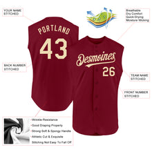 Load image into Gallery viewer, Custom Crimson Cream Authentic Sleeveless Baseball Jersey