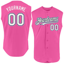 Load image into Gallery viewer, Custom Pink Black-Light Blue Authentic Sleeveless Baseball Jersey