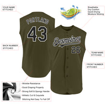 Load image into Gallery viewer, Custom Olive Black-White Authentic Sleeveless Salute To Service Baseball Jersey