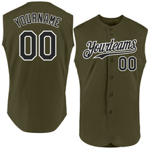 Load image into Gallery viewer, Custom Olive Black-White Authentic Sleeveless Salute To Service Baseball Jersey
