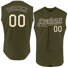 Load image into Gallery viewer, Custom Olive Cream-Black Authentic Sleeveless Salute To Service Baseball Jersey