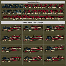 Load image into Gallery viewer, Custom Olive Vintage USA Flag-Black Authentic Sleeveless Salute To Service Baseball Jersey