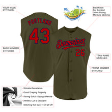 Load image into Gallery viewer, Custom Olive Red-Navy Authentic Sleeveless Salute To Service Baseball Jersey