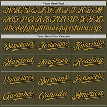 Load image into Gallery viewer, Custom Olive Old Gold-Black Authentic Sleeveless Salute To Service Baseball Jersey