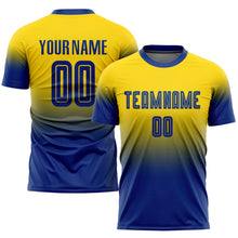 Load image into Gallery viewer, Custom Gold Royal Sublimation Fade Fashion Soccer Uniform Jersey
