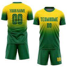 Load image into Gallery viewer, Custom Gold Kelly Green Sublimation Fade Fashion Soccer Uniform Jersey