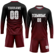 Load image into Gallery viewer, Custom Black White-Crimson Sublimation Fade Fashion Soccer Uniform Jersey