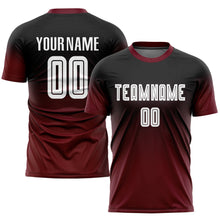 Load image into Gallery viewer, Custom Black White-Crimson Sublimation Fade Fashion Soccer Uniform Jersey