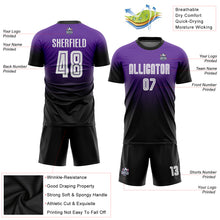 Load image into Gallery viewer, Custom Purple White-Black Sublimation Fade Fashion Soccer Uniform Jersey