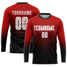 Load image into Gallery viewer, Custom Red White-Black Sublimation Fade Fashion Soccer Uniform Jersey