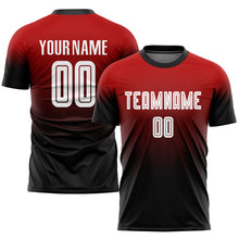 Load image into Gallery viewer, Custom Red White-Black Sublimation Fade Fashion Soccer Uniform Jersey