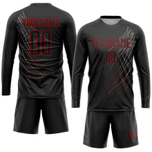 Load image into Gallery viewer, Custom Black Black-Red Sublimation Soccer Uniform Jersey