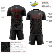 Load image into Gallery viewer, Custom Black Black-Red Sublimation Soccer Uniform Jersey